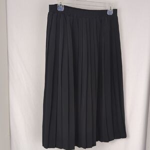 VINTAGE Andrea Gayle Women's Pull On Black Pleated Midi Skirt